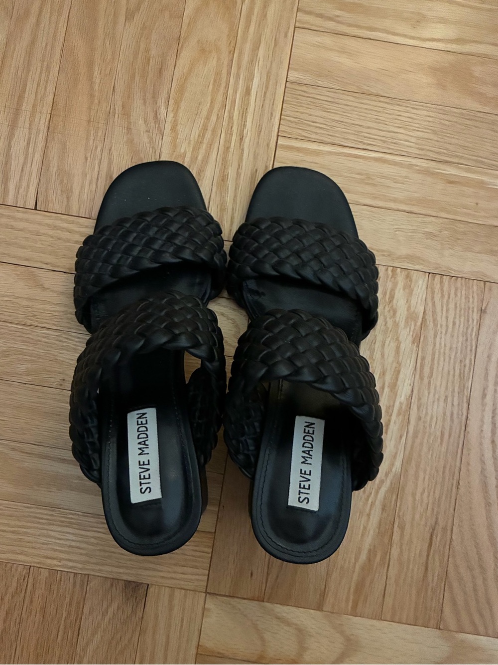 Steve Madden Black Braided Slide Sandals